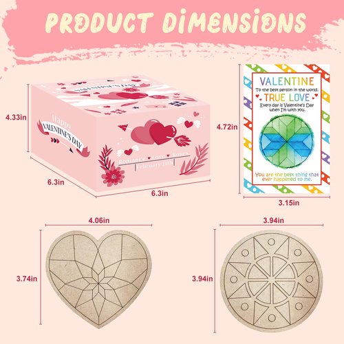 POATROZON Valentine's Day Gifts Party Favor 28Pcs Wooden Slices Card DIY Craft Heart Shape for Kids Crafts and Art Classroom Exchange (Heart, One Size)
