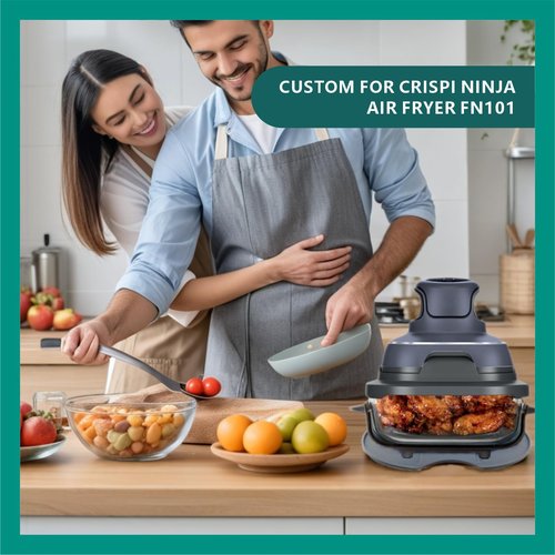 Silicone Heat Resistant mat for Ninja Crispi Air Fryer,Heat-Insulating Accessories Compatible with Ninja crispi FN101 containers,Kitchen Air Fryer Trivet (Sage Green)