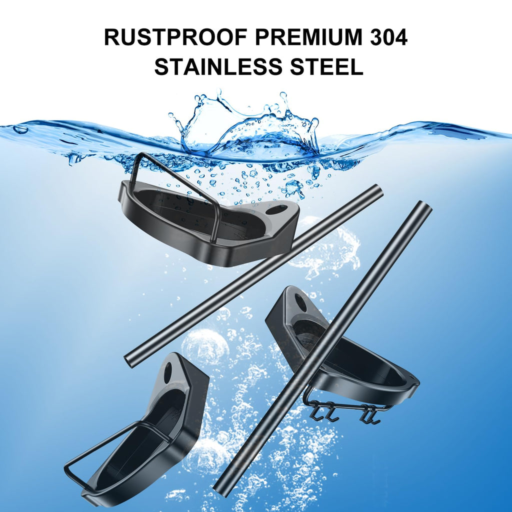 HAMITOR Corner Shower Caddy Tension Pole: Adjustable Stainless Steel Shower Organizer 4 Tier Shelf for Bathroom Bathtub Shampoo - Floor Standing Rack Bath Storage Holder with Rust Proof Rods - Black
