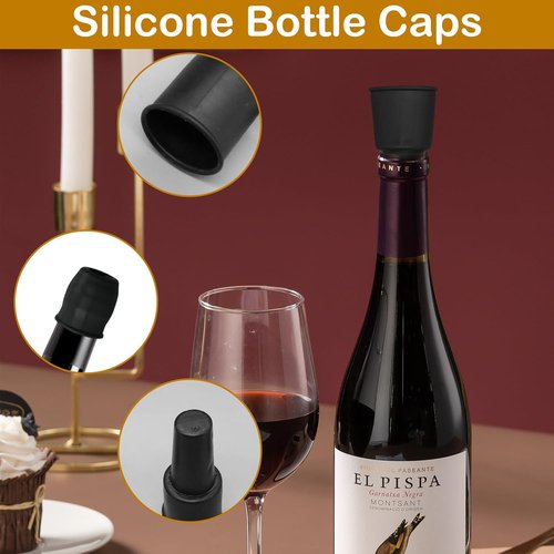 16Pcs Silicone Wine Seal Stopper, Silicone Elastic Wine Stopper Reusable Sparkling Wine Bottle Stopper, Keep-Wine-Fresh Sparkling Wine Bottle Stopper for Home Party Beer Champagne