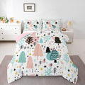 Xmas Comforter Set Queen Size Merry Christmas Bedding Winter Themed Bedding Comforter Sets Pine Snowflake Print Duvet Sets for Boys Girls Kids Happy New Year Gifts Christmas Decor Quilt 3 Piece