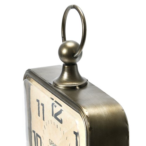 Creative Co-Op Metal Rectangle Hanging Clock with Handle Decoration on Top