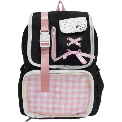 YWOIHL Kawaii Ita Bag Backpack for Girls 6-8, Cute School Backpack for Kids, Aesthetics Y2K Bookbag - Black