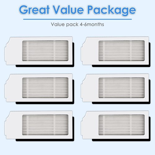 (6 Pack) N20 Plus HEPA Filters Replacement Parts Compatible with ECOVACS DEEBOT N20 Plus/ N20 Pro Plus/ X1 Omni/ T10/ T10 Plus/ T10 Turbo/ T10 Omni Robot Vacuum Cleaner, Filters Accessories Kit