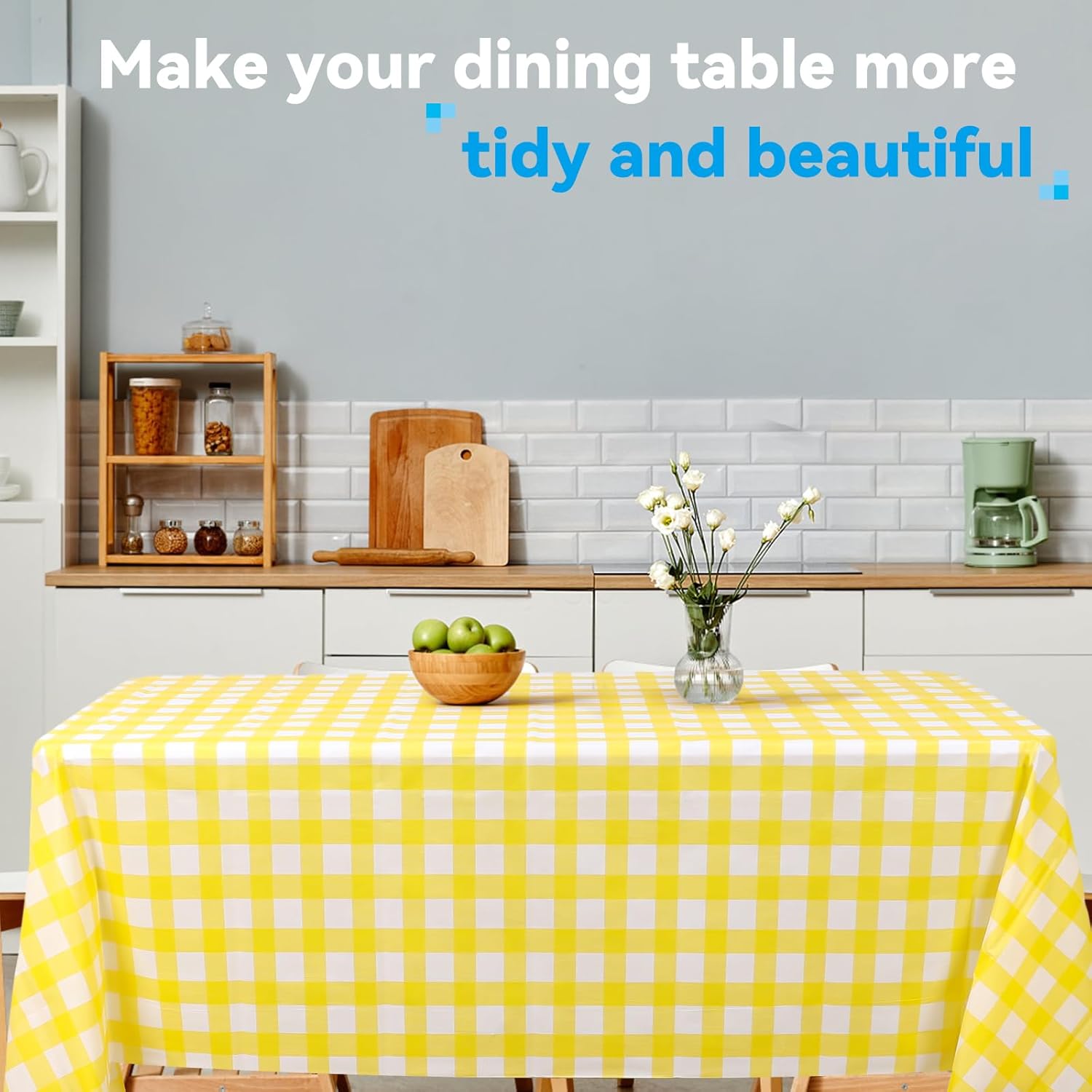 VAIPI Disposable Tablecloths - 12 Pack Pastel Plaid Gingham for Easter Parties | 108 x 54 Inch
