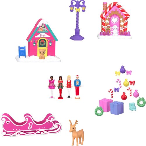 Barbie Mini Land Advent Calendar - 1.5-Inch Dolls & 24 Surprises for Winter Village Playtime