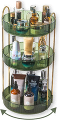 Asayuee 360 Rotating Perfume Organizer - 3 Tier Large Capacity Makeup Storage | Green Cosmetic Stand
