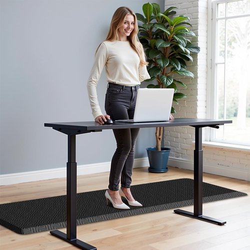 Mattitude 4/5 Inch Thick Kitchen Mat Cushioned Anti-Fatigue Floor Mat Water Resistant Non-Slip Mats and Rugs Standing and Comfort Desk Mats for House Sink Office Laundry (Black, 17.3"x60")