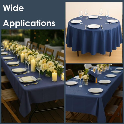 Craft And Party 12-Pack Navy Blue Plastic Tablecloths – 84 Inch Round Disposable Table Covers, Heavy Duty & Waterproof for Parties, Events, Banquets, Navy Blue