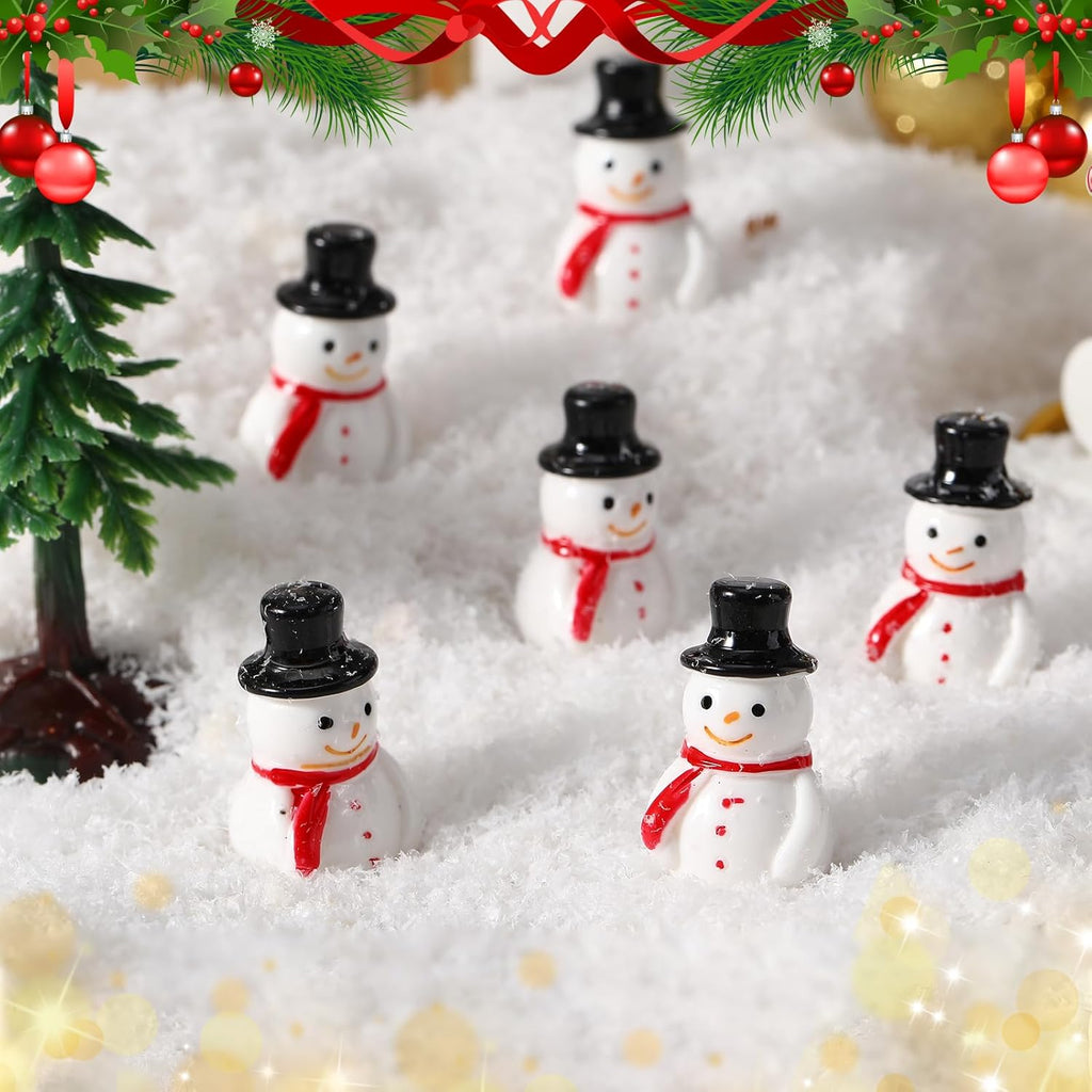 Skiennix Winter Mini Resin Snowman Figurines - 50 Pcs Black Hat Cake Decorations | DIY Crafts