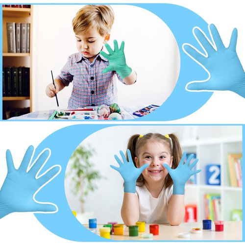 Cuffbow 50 Pairs Kids Gloves Disposable Ages 5-12 Kids Cleaning Latex Gloves for Crafting Painting Gardening Cooking (Multicolored)