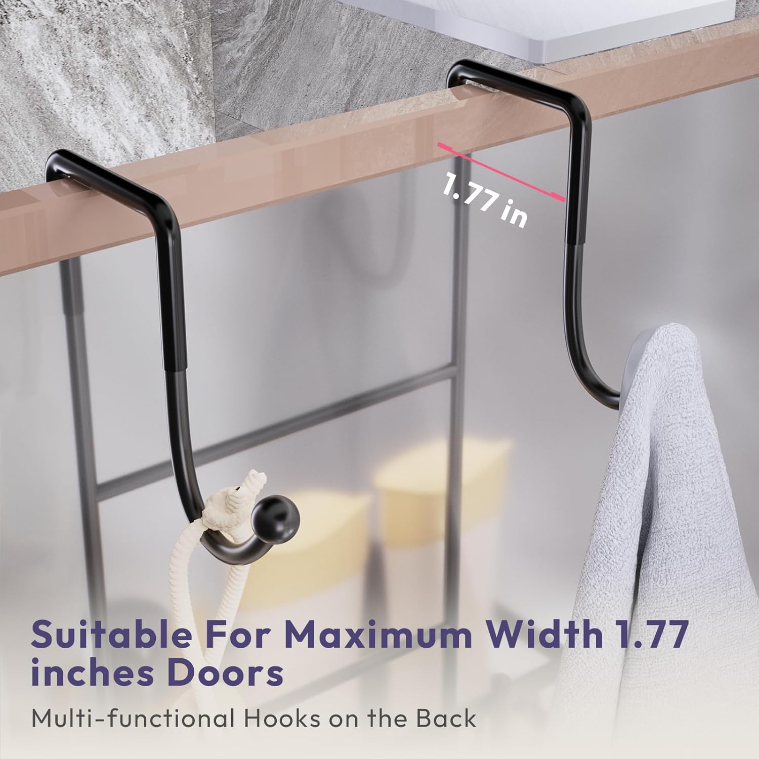 SWTYMIKI Over The Door Shower Caddy - Double Soap Holder & 16 Hooks | No Drilling Bathroom Organizer, Black