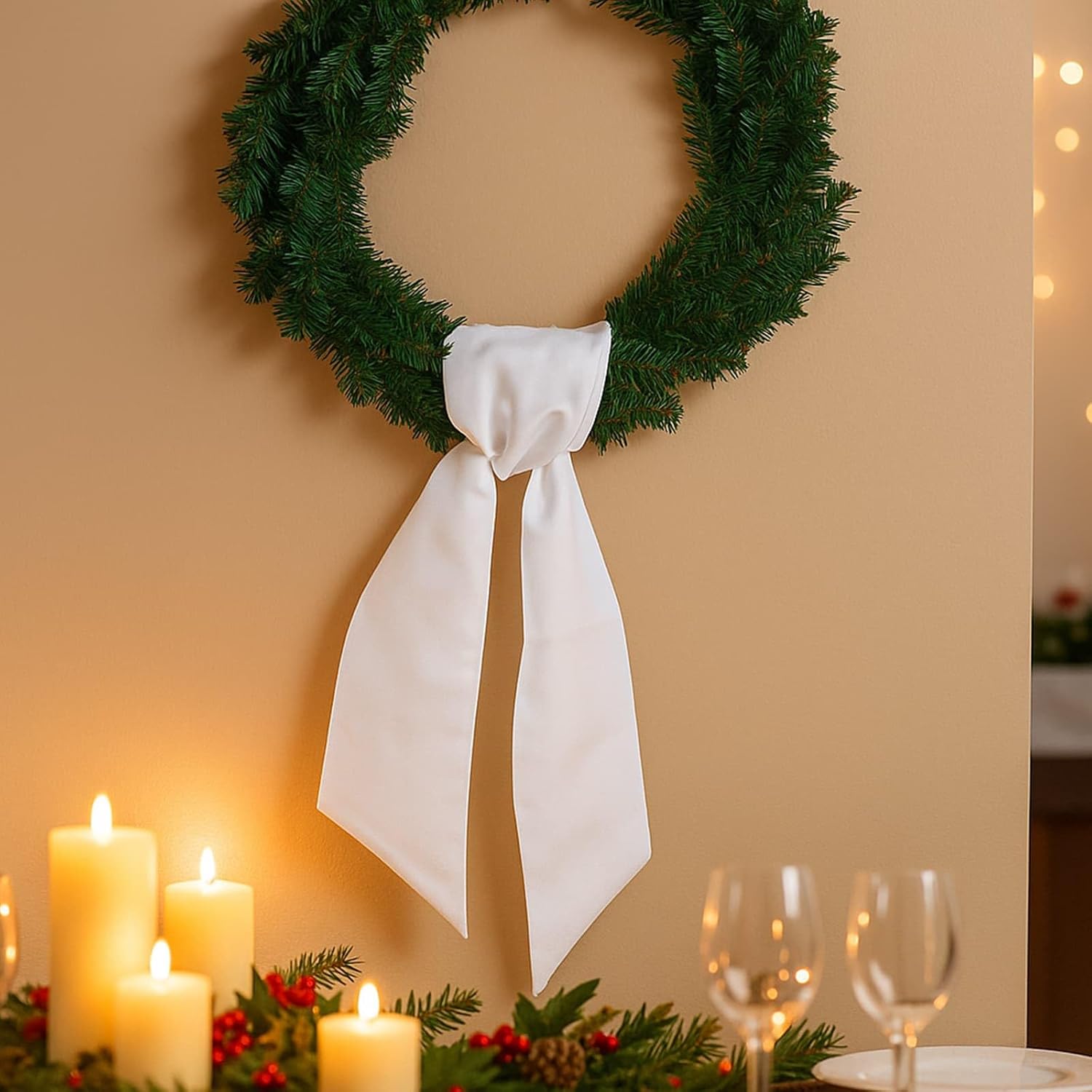 Regine Switzerland White Blank Sash Ribbon - 55" Professional Grade Linen Bow for Wedding & Holiday Crafts
