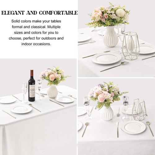 JALANCY 3 Pack Rectangle White Table Cloth Bulk Washable Polyester Table Cover for Wedding Dining Table Buffet Parties Banquet Decoration（60x102Inch, White）