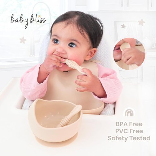 Baby Bliss Baby Spoons - 6 Pack Silicone Utensils for Self-Feeding | BPA Free, Perfect for 6 Months+