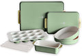 GreenPan Bakeware Set - 7 Piece Nonstick Ceramic Baking Sheets & Pans | PFAS & BPA Free, Sage Green
