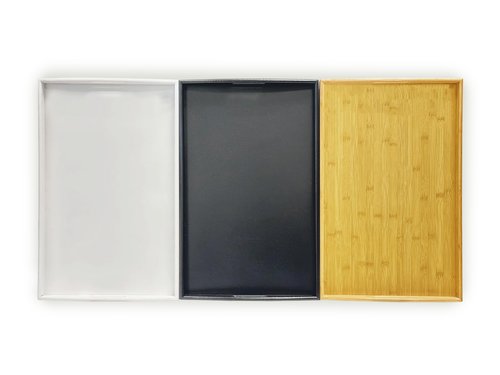 Bam & Boo White Bamboo Serving Tray Extra Large with Handles for Food, Drinks, Storage, Decor, Vanity, Breakfast, Parties, Weddings, Picnics(23.6” x 15” x 2.35”, White)