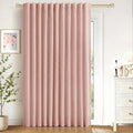 Skiennix 100% Blackout Linen Curtains - Thermal Insulated Drapes for Bedroom | 90" Long, Blush Pink