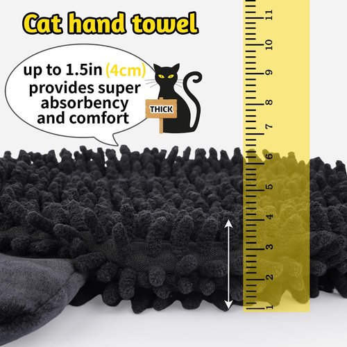 JEROKUMI Cat Hand Towel - Kitchen Towels with Hanging Loops Super Absorbent Chenille Hand Face Bath Towel, Funny Towel Kitchen & Bathroom Decor, Perfect Cat Gift for Women (8x18 Inch)