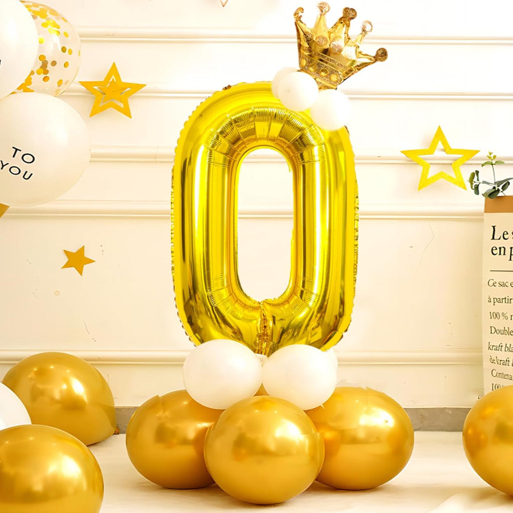 Skiennix 40-Inch Gold Number Balloon - Helium Mylar Foil for Birthday & Anniversary Celebrations