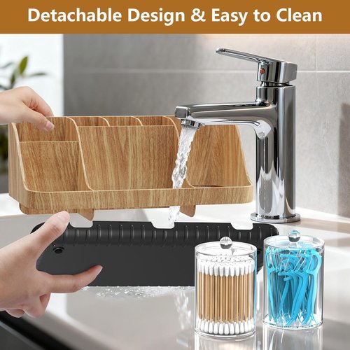 GFWARE Bathroom Toothbrush Holder Set - 2 Pack Qtip Dispenser with Drainage | 7 Slots for Kids' Bathroom Accessories