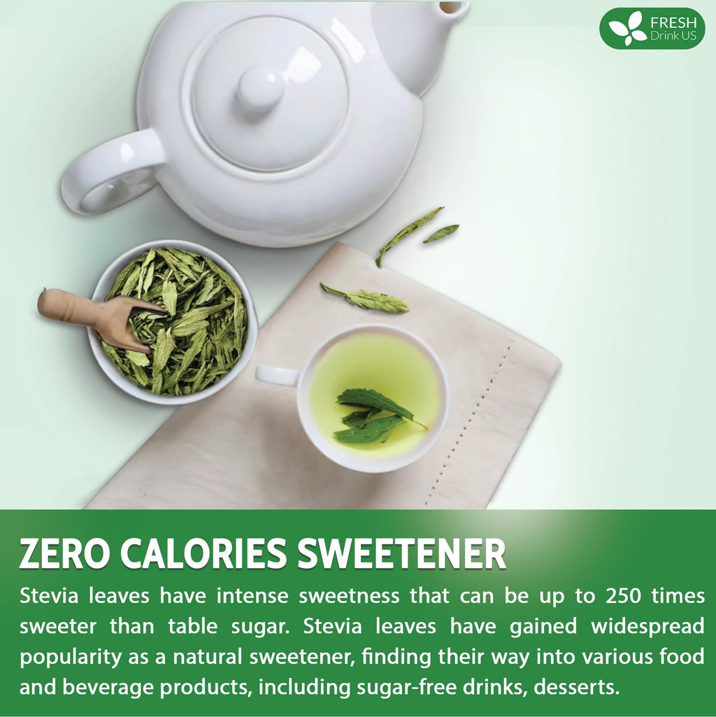FreshDrinkUS, Premium 2.1oz Natural Stevia Leaves, 100% Pure Stevia Dried Leaves, Zero Calorie Sweetener, No Additives, No Caffeine, Vegan