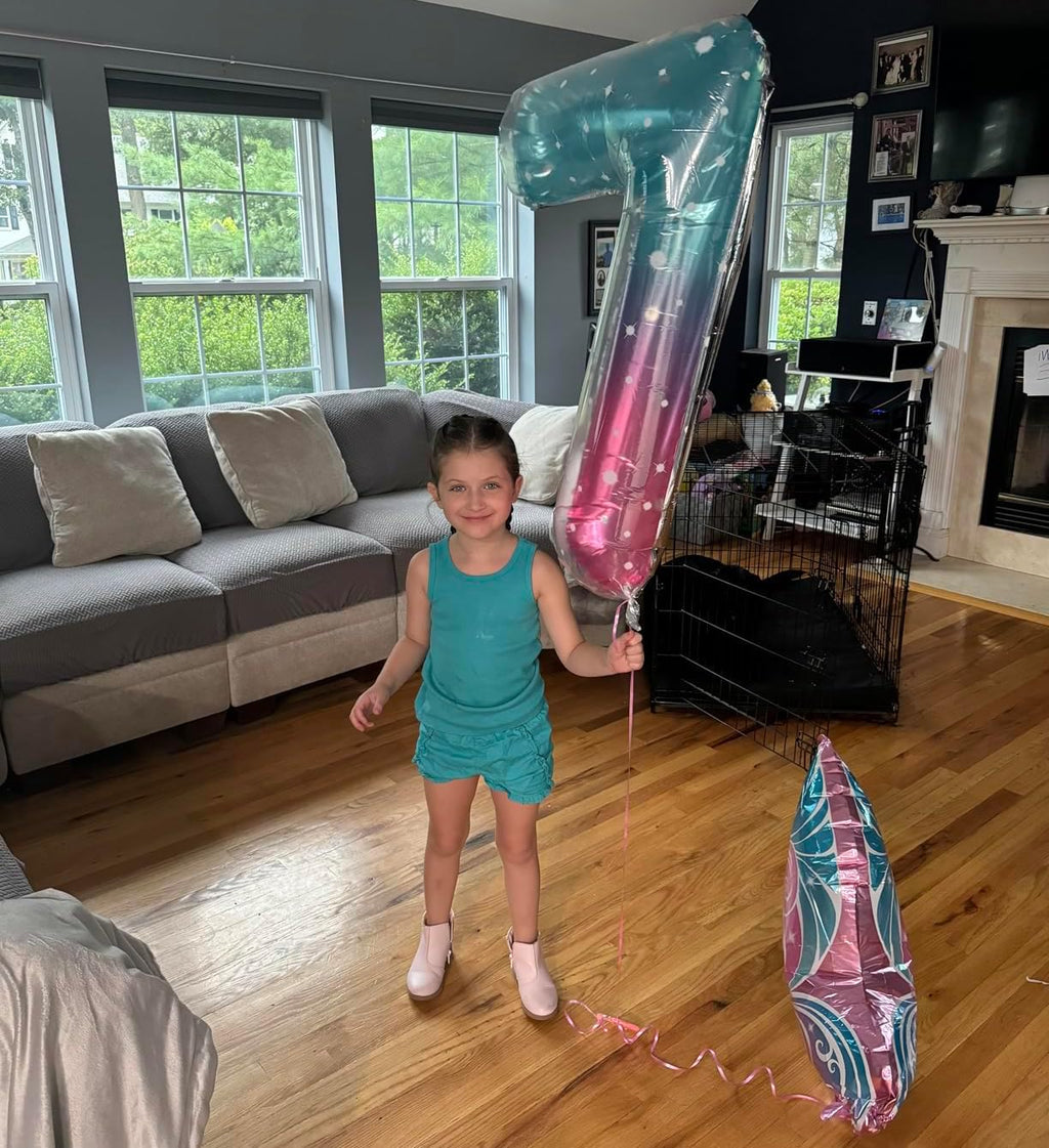 Skiennix 40-Inch Number Balloons - Pink & Purple Birthday Decor for 2nd, 12th, 21st Parties & Celebrations