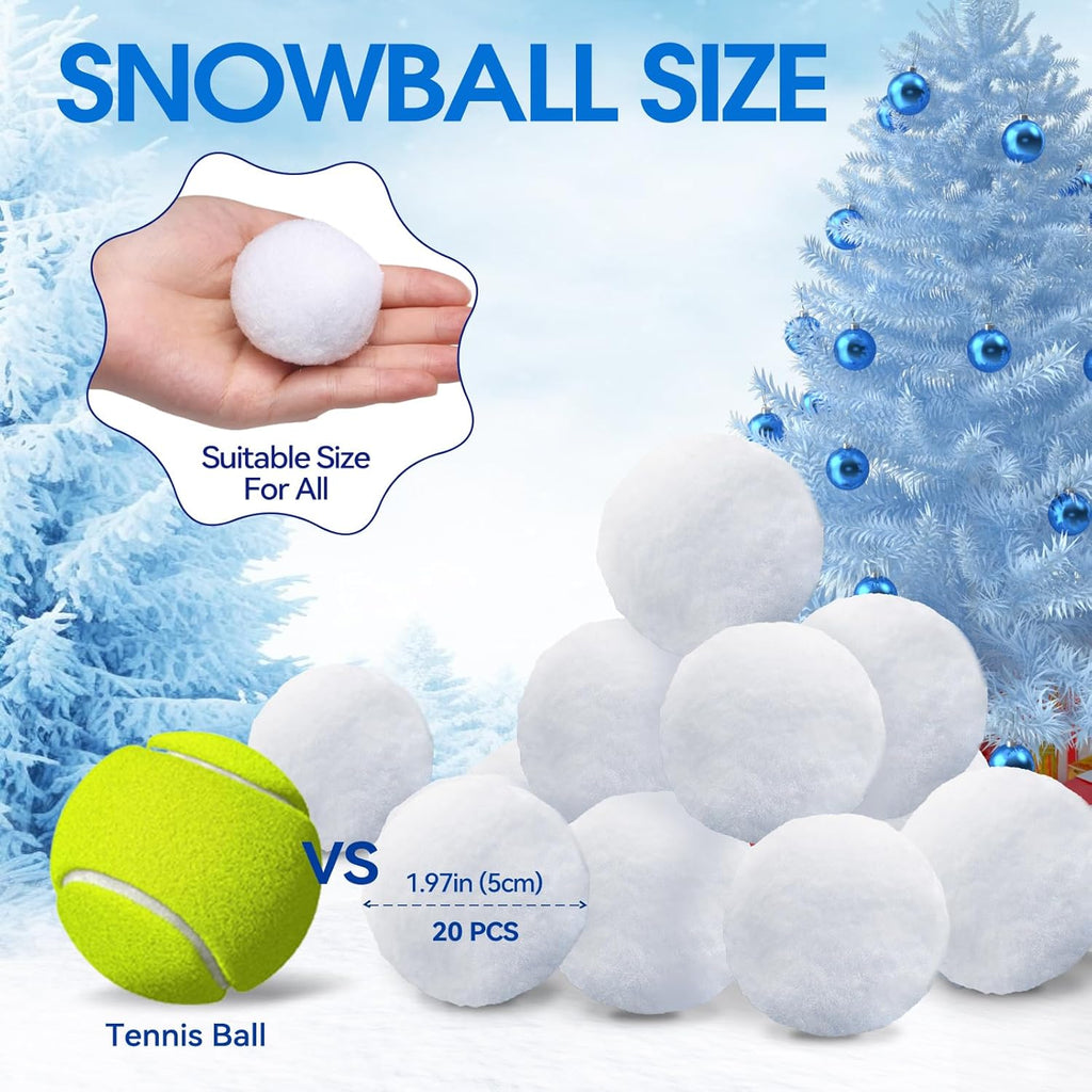 Skiennix 20 Pack Snow Toy Balls - Soft Plush Indoor Snow Fight Balls for Kids | Winter Fun & Christmas Decor