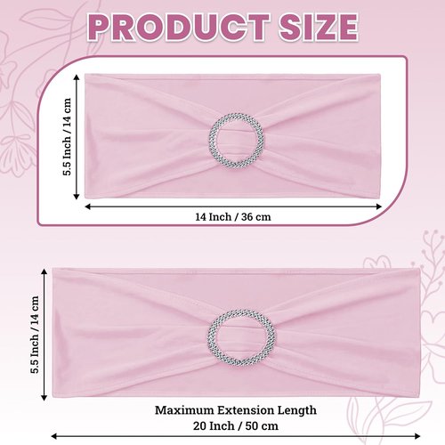 MDS Premium Spandex Chair Sashes - Universal Stretch Covers with Buckle Slider | Pack of 25 - Blush Pink