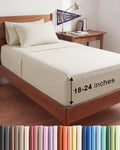 Skiennix Extra Deep Twin XL Sheet Set - 4-Piece Breathable Cooling Bedding - Soft Wrinkle-Free Beige Stripes