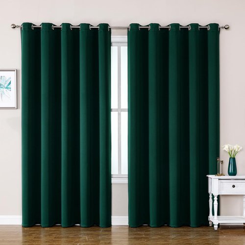 ChrisDowa Blackout Curtains - Extra Wide Thermal Insulated Grommet Panels, Forest Green | 70 x 84 Inch, 2 Panels Set