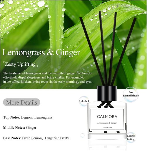 CALMORA Essential Oil Reed Diffuser Set - 3-Pack 50ml Flameless Room Air Freshener | Perfect for Bedroom & Bathroom