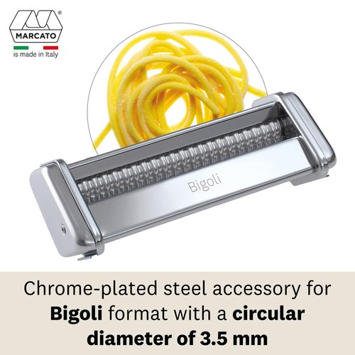 MARCATO Made in Italy Bigoli 150 Attachment for Atlas 150 Pasta Machine, Chrome Steel.