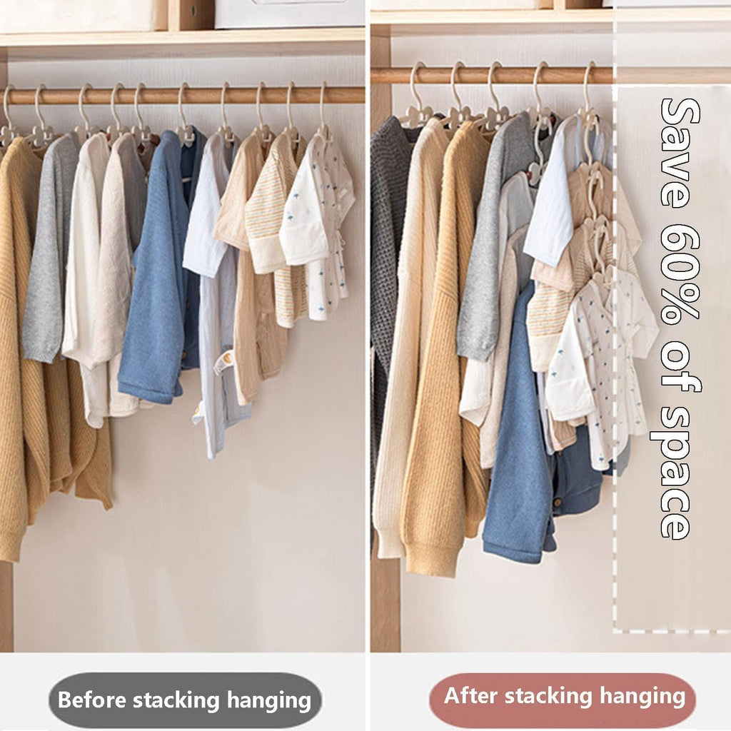 WJWSKI Kids Hangers - 50 Pack Adjustable Toddler Clothes Hangers for Nursery | Space-Saving Grey Design