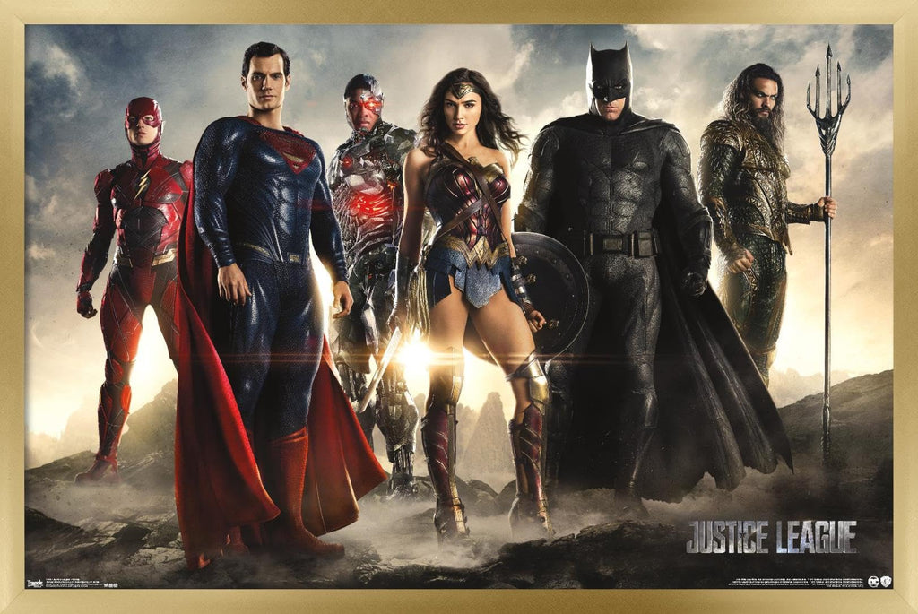 Trends International DC Comics Movie - Justice League - Group Wall Poster, 22.375" x 34", Gold Framed Version