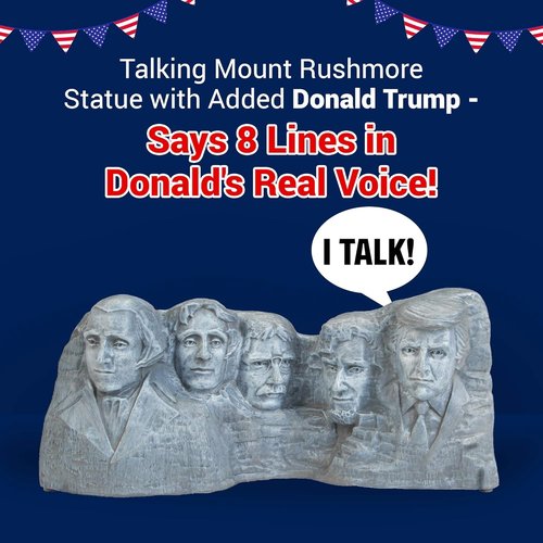 Donald Trump Mount Rushmore Talking Statue - Says 8 Lines in Trump's Real Voice, Funny Trump Gifts for Men, Patriotic Fathers Day & 250th Anniversary Desk Collectible for Offices & Man Caves
