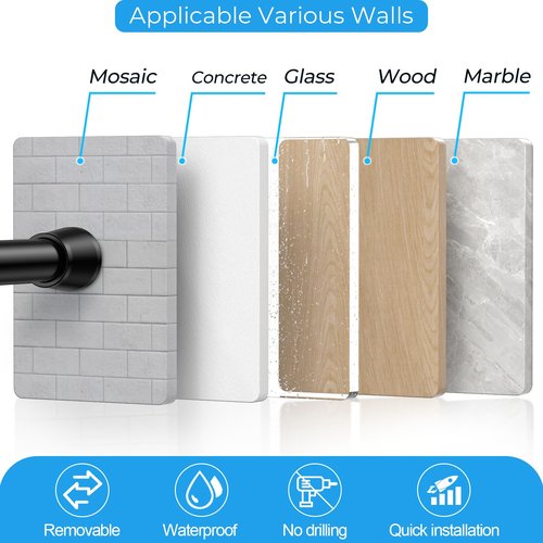 SISELBA Adjustable Tension Curtain Rod 30 to 64 inches, Spring Curtain Rod for Windows Tension Rod No Drill, Spring Tension Curtain Rod for Window, Bathroom, Doorway, Black