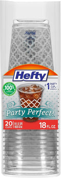 Hefty 18 Ounce Clear Plastic Party Cups - Printed Design | 20 Count for Celebrations