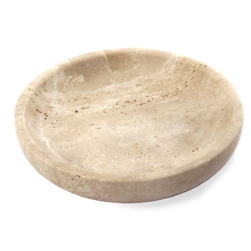 Plukers Small Natural Marble Jewelry Tray Key Plate Holder Dish Trinket Decor Catch All Bowl for Ring Earring Stone Gift for Women Daugther,Beige Travertine