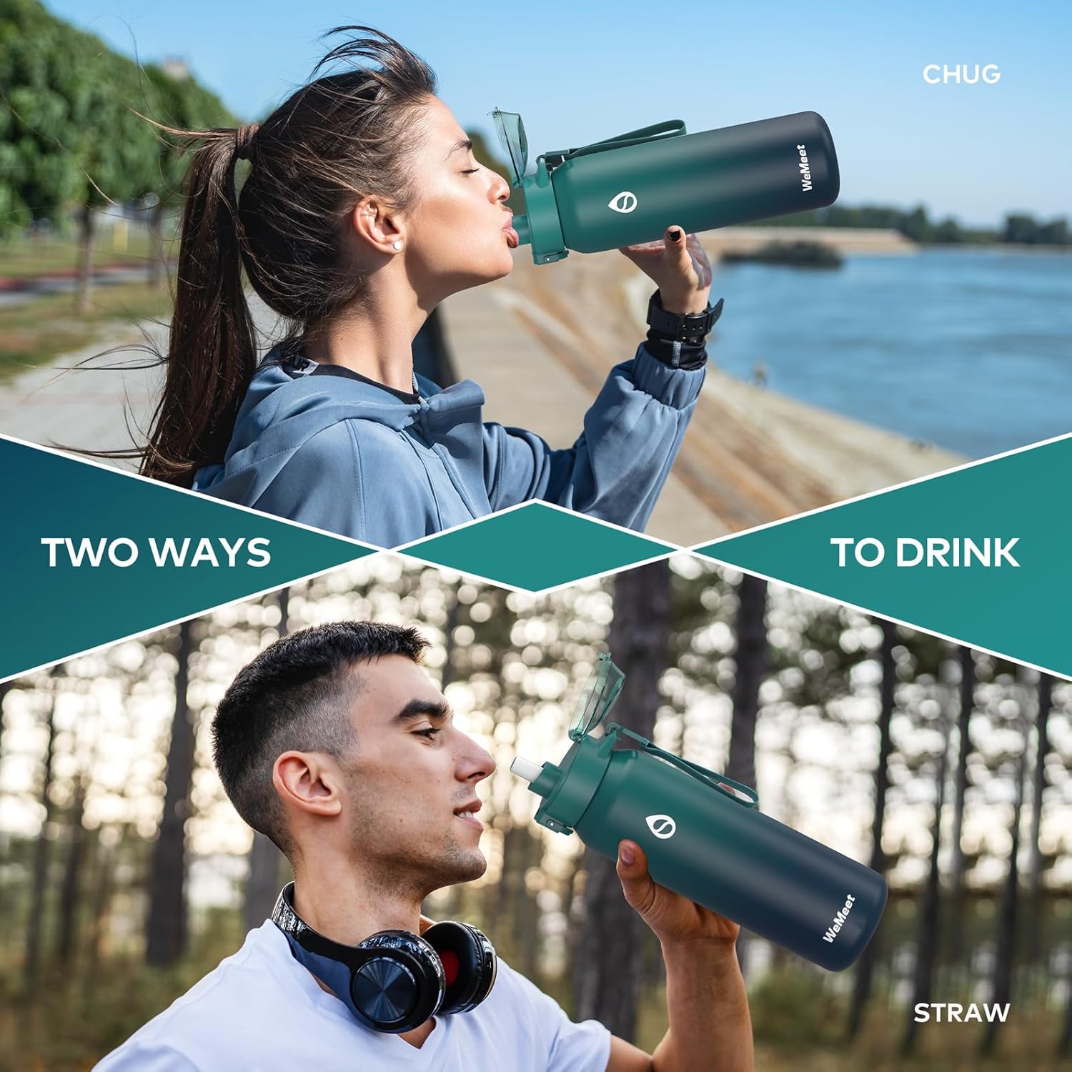 Skiennix 32oz Insulated Water Bottle - BPA-Free, Leak Proof, Removable Straw & Spout Lid | Perfect for Sports & Gym