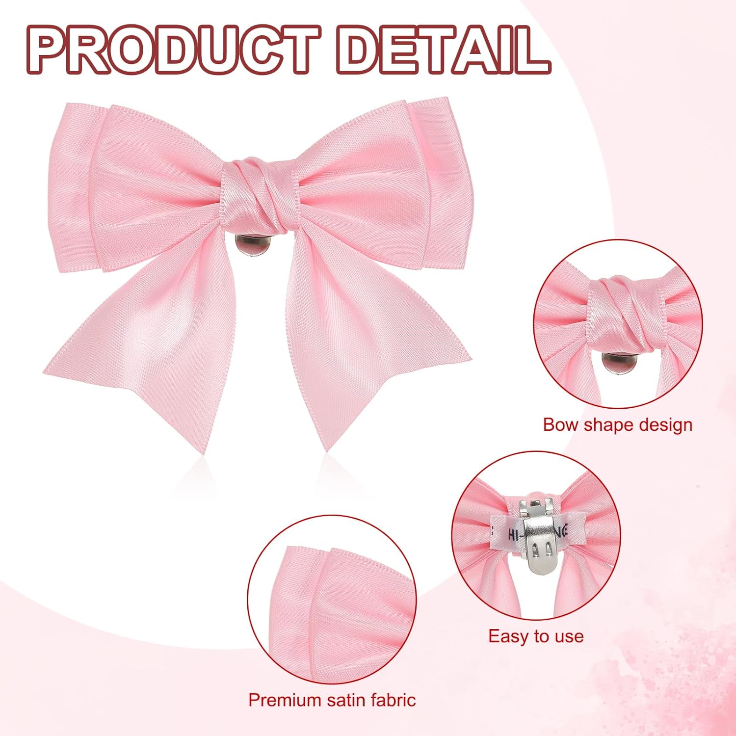 PATIKIL Bow Shoe Clips - Elegant Satin Detachable Bowknot Embellishments | 2 Pcs, Pink for Weddings & Parties