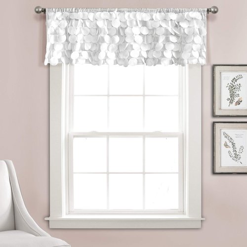 Lush Décor, White Lush Decor Gigi Valance Textured Window Kitchen Curtain (Single), 70" W x 14" L
