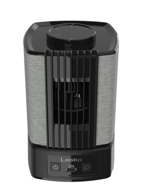 Lasko SlumberBreeze 2-in-1 Small Table Fan and White Noise Machine for Better Sleep in the Bedroom and Focus in the Home Office, Black, SB100