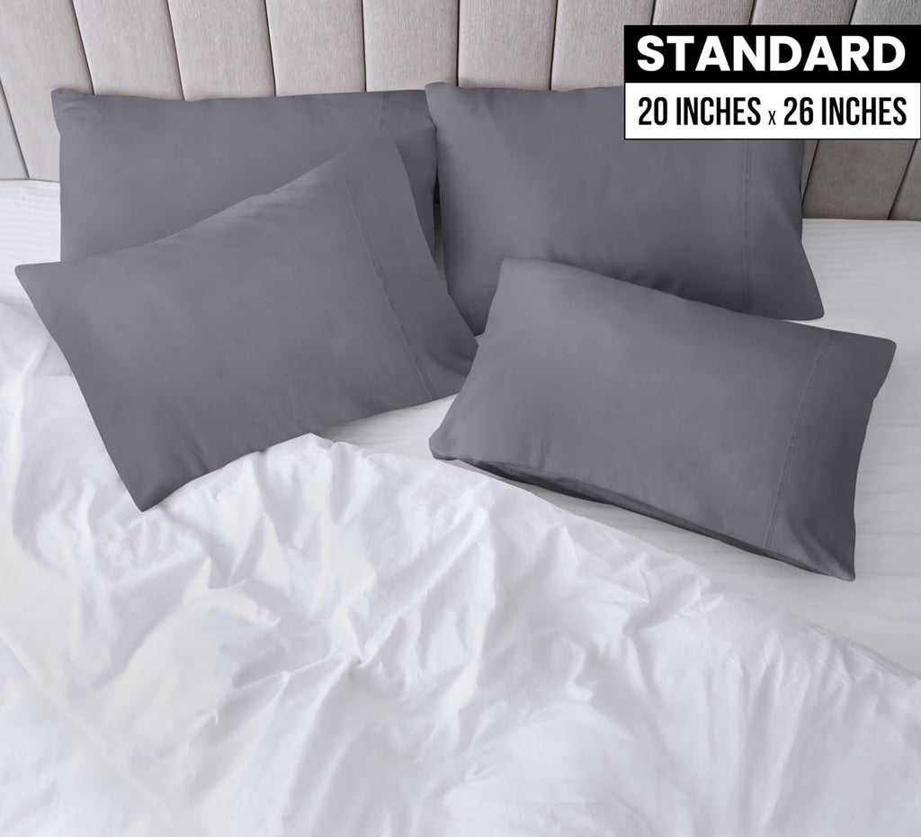 Utopia Bedding Standard Pillow Cases - 8 Pack Soft Brushed Microfiber | Fade Resistant 20x26 Inches - Grey