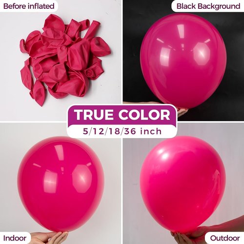 Bezente Hot Pink Giant Balloons - 36 Inch Jumbo Latex Balloons for Weddings, Parties & Events | 8 Pack