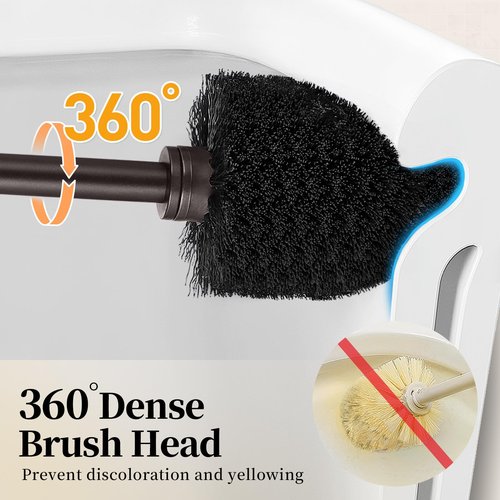 Toilet Bowl Brush Holder Set: Bathroom Deep Cleaning Toilet Scrubber Rim Cleaner with Caddy for Restroom Rv - Hidden Modern Elegant Toilet Clean Decorative Accessories - Bronze
