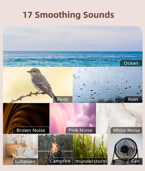 Sound Machine White Noise Machine - Portable 17 Non Looping Soothing Sounds for Sleep, 30 Hours, Memory, Noise Machines for Office Privacy Home Travel, Mini Sound Timer Therapy for Baby