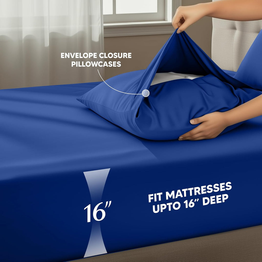 Utopia Bedding Full Size Sheet Set - Soft, Breathable Microfiber | 4-Piece Royal Blue Bedding Set