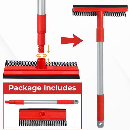MAVRIZ Windshield Cleaner Tool 2 in 1 Car Window Squeegee with Extendable Handle (18"-28.5") Window Cleaner with Squeegee and Sponge for Shower, Glass Cleaning