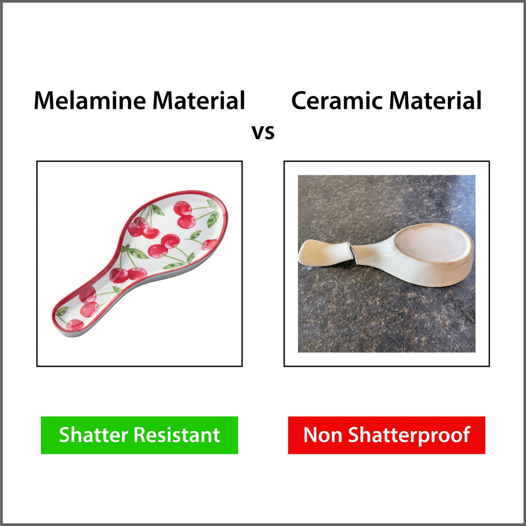 UPware Cherry Melamine Spoon Rest, Cooking Spoon Holder for Stove Top, Kitchen Counter, and Dining Table, 9.625 Inch, Red